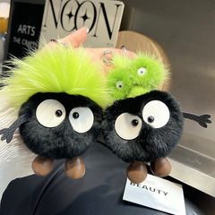 可愛真獺兔毛小煤球汽車鑰匙扣掛件網紅ins小精靈毛絨球包包掛飾