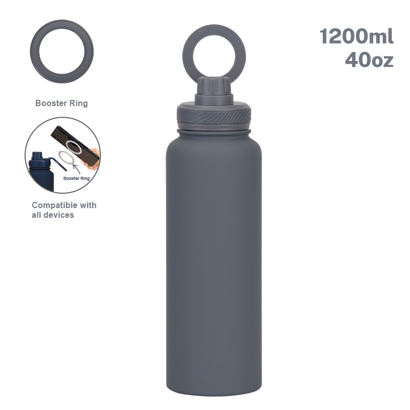 2025年 クロスボーダー 1200ml ステンレス製スポーツウォーターボトル 広口 ポータブル マグネット式ボトル アウトドアスポーツ 保温カップ|undefined