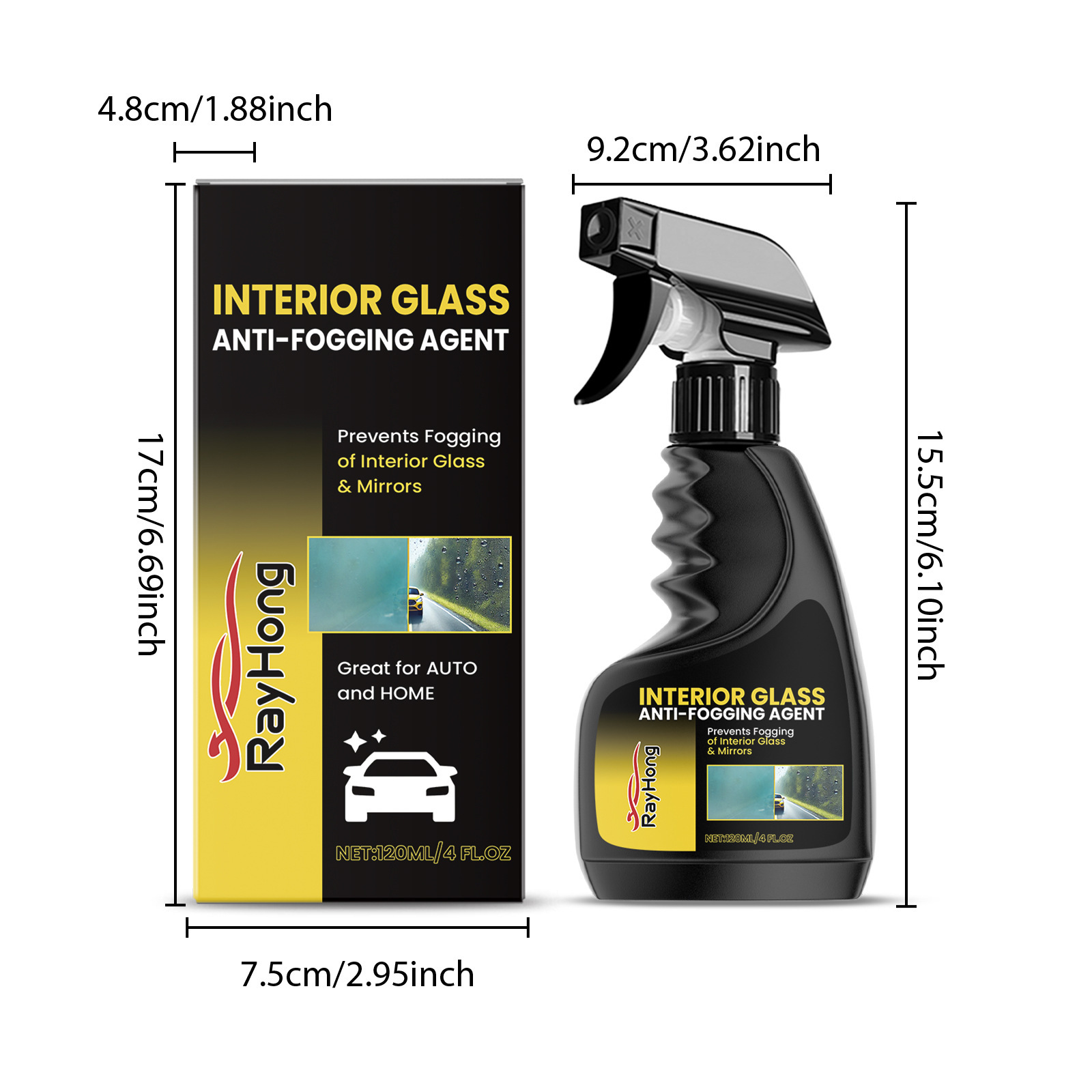 Rayhong Car Glass Anti-Fog Agent Car Glass Anti-Fog Car Window Front Glass Cleaning and Brightening Spray