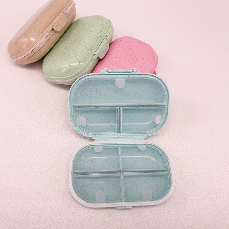 Portable 7-grid sealed pill box moisture-proof one-week pill box packing storage box wheat medicine box packing box 8-grid