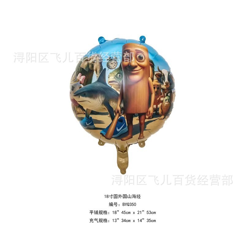 跨境美国山海经tungtungsahur木棍人tralalo鲨鱼铝膜生日派对气球|undefined