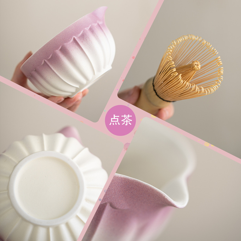 窑变花瓣雾莲渐变抹茶碗跨境专供抹茶工具套装工厂直销百本茶筅立|undefined
