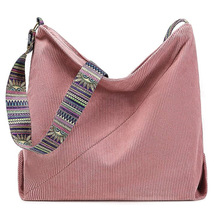 跨境热销新款女包灯芯绒包包大容量购物袋休闲单肩包女式斜挎包