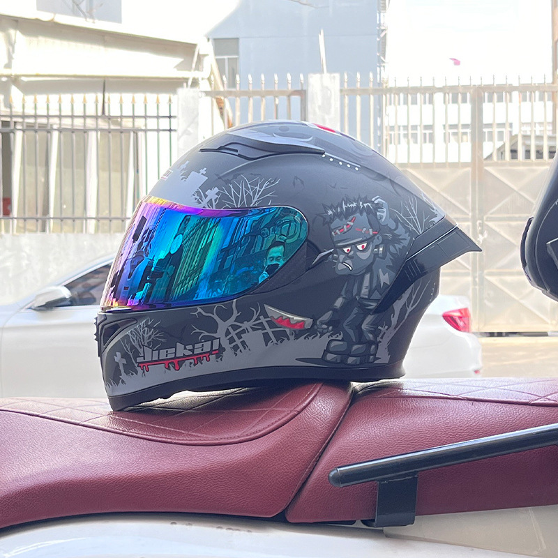 El casco completo del casco de la cola grande de la motocicleta Jiekai se puede instalar con auriculares Bluetooth