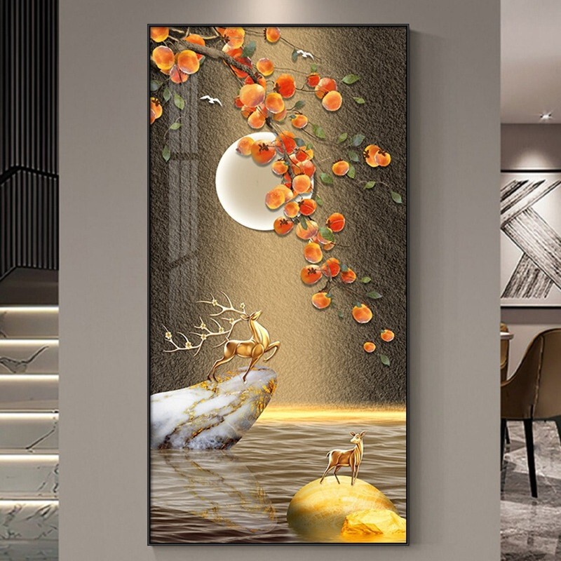 进门入户正对门现代玄关装饰画柿柿如意客厅走廊过道挂画大气壁画|undefined