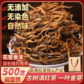 茶叶2024新茶新益号一叶金芽云南滇红茶500g功夫红茶浓香型口粮茶