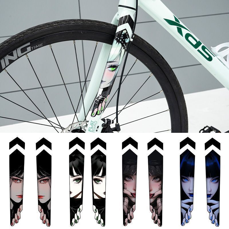 Road Bike Downtube Anime Eye-Catching Mountain Bike Frame Jdm Personalized Decorative Waterproof Film Modification Accessories