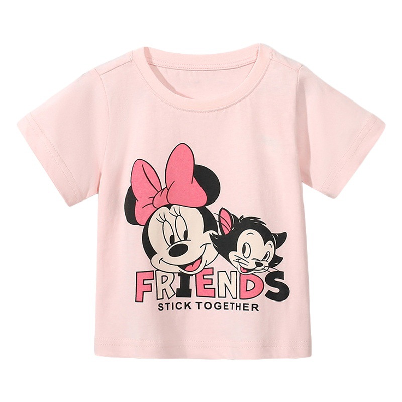 JOJOBEBE marca europea y americana ropa para niños verano nuevos niños Camiseta cuello redondo manga corta impresa de dibujos animados niños Camiseta de algodón
