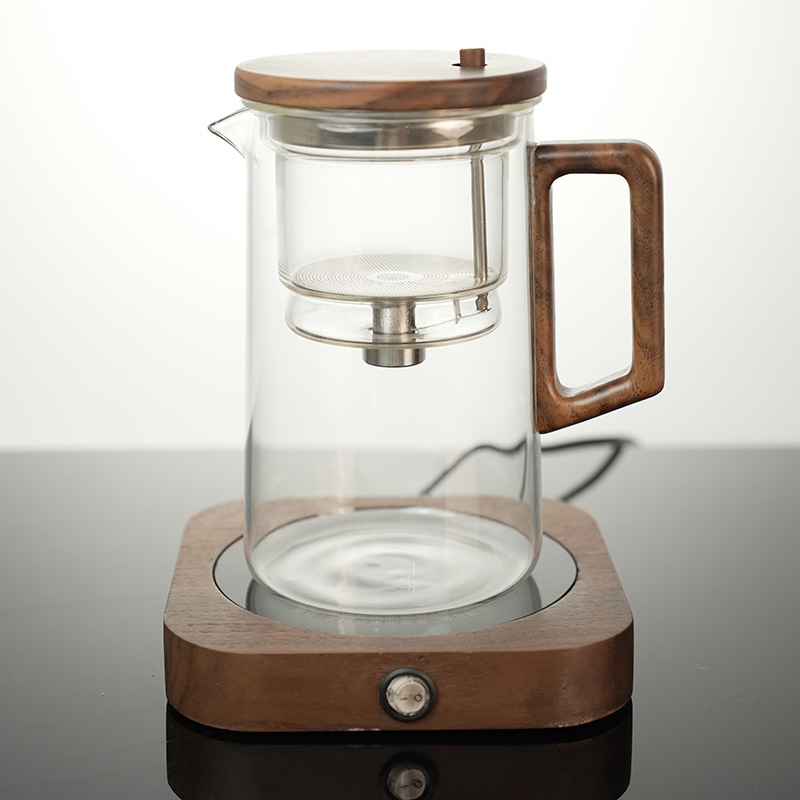 Piaoyi taza tetera filtro de un solo clic nogal resistente a altas temperaturas revestimiento de vidrio completo taza de separación de té juego de té de alta gama