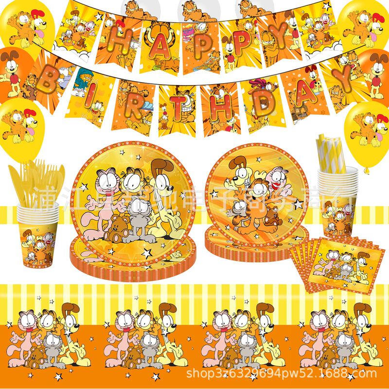 Garfield Birthday Theme Children's Party Supplies Decoration Garfield Paper Plate Disposable Tableware