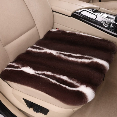 Wool pad – short plush vertical stripe pattern - brown-driver-1