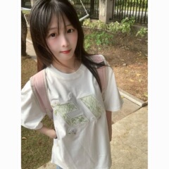 学院风重磅刺绣纯棉短袖T恤女夏2025新款ins超火韩系宽松百搭上衣