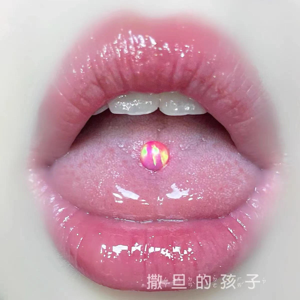 Aurora Opal Tongue Nail Opal External Thread High Quality Jelly Color Opal Nebula Opal Wholesale Tongue Piercing Barbell detail image 8