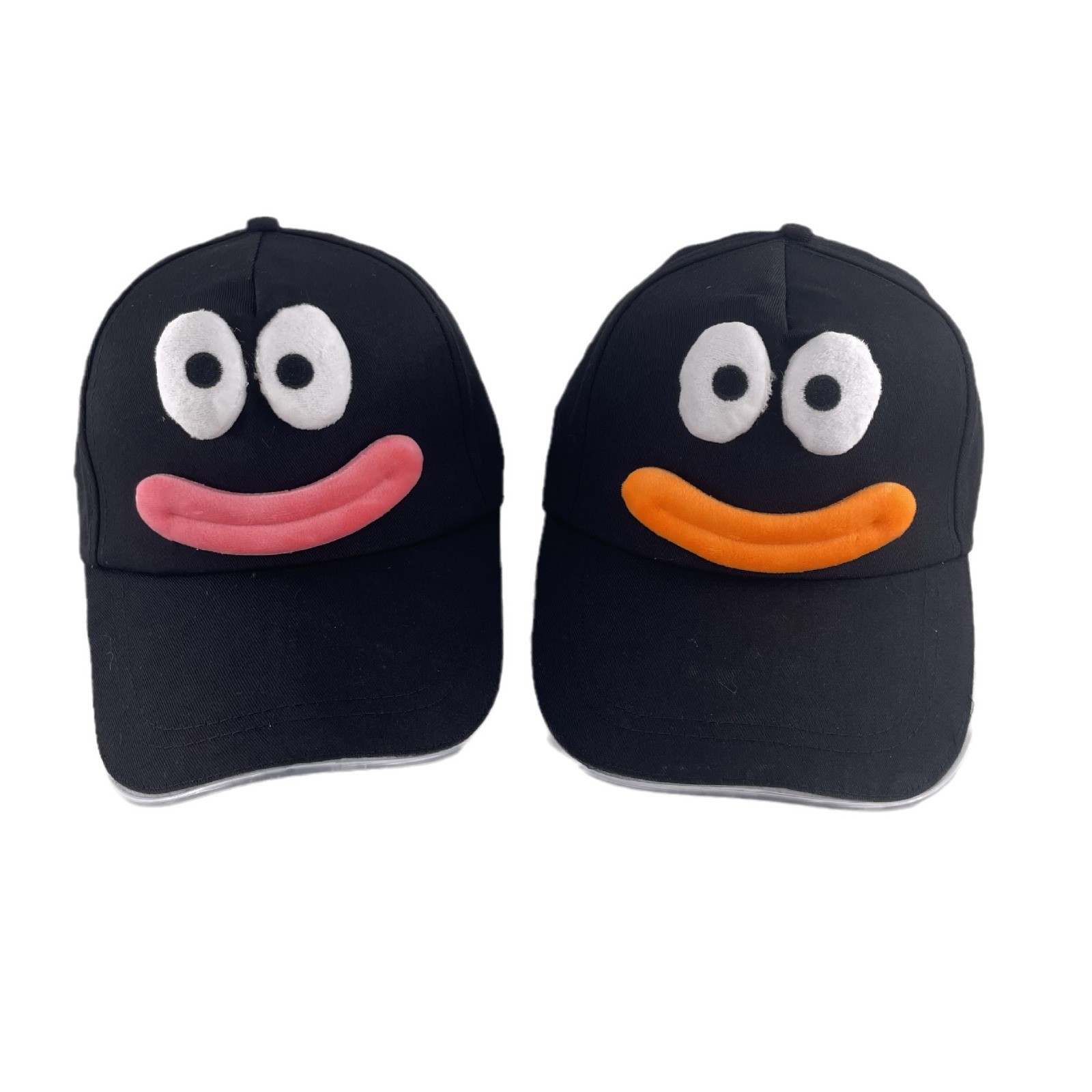 Big Eyes Sausage Mouth Illuminating Béisbol Sombrero lindo dibujo animado espectáculo de eventos al aire libre escenario LED iluminado gorra de lengua de pato