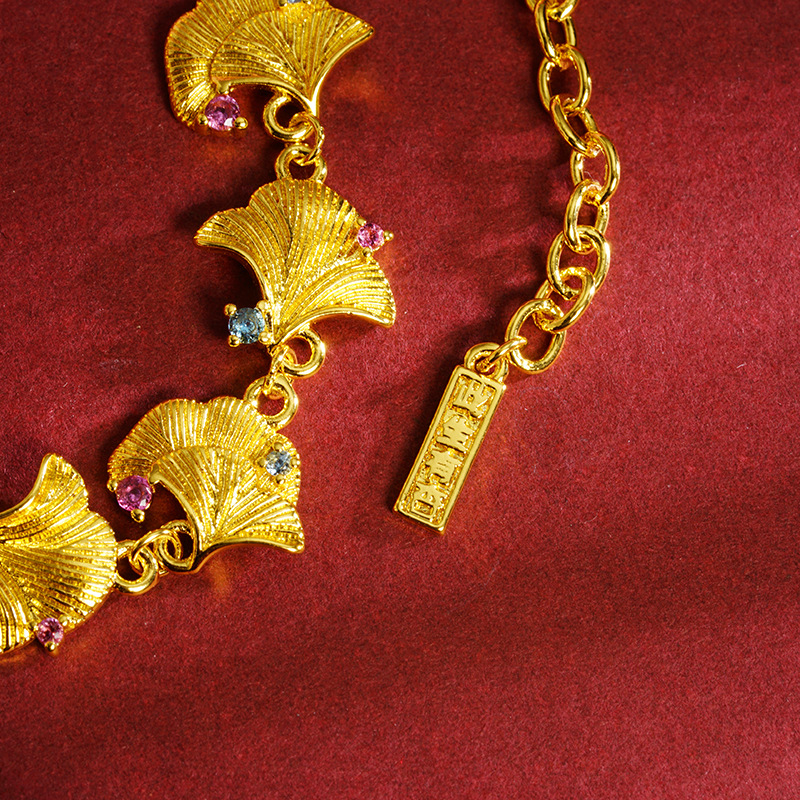 Gufasha Ginkgo biloba pulsera personalizada en esta vida tiene un estilo nacional de albaricoque con joyería de fábrica de moda nacional directamente al por mayor