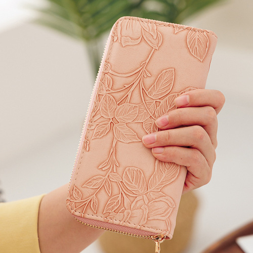 New cross-border  long wallet large capacity mobile phone bag single pull wallet multi-card slot clutch bag coin purse trend