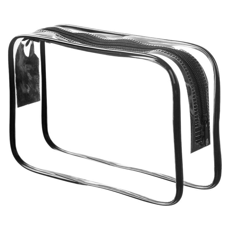 Bolsa de lavado transparente a prueba de agua de PVC gruesa, bolsa de maquillaje de gran capacidad, bolsa de almacenamiento de maquillaje portátil, bolsa de lavado de viaje