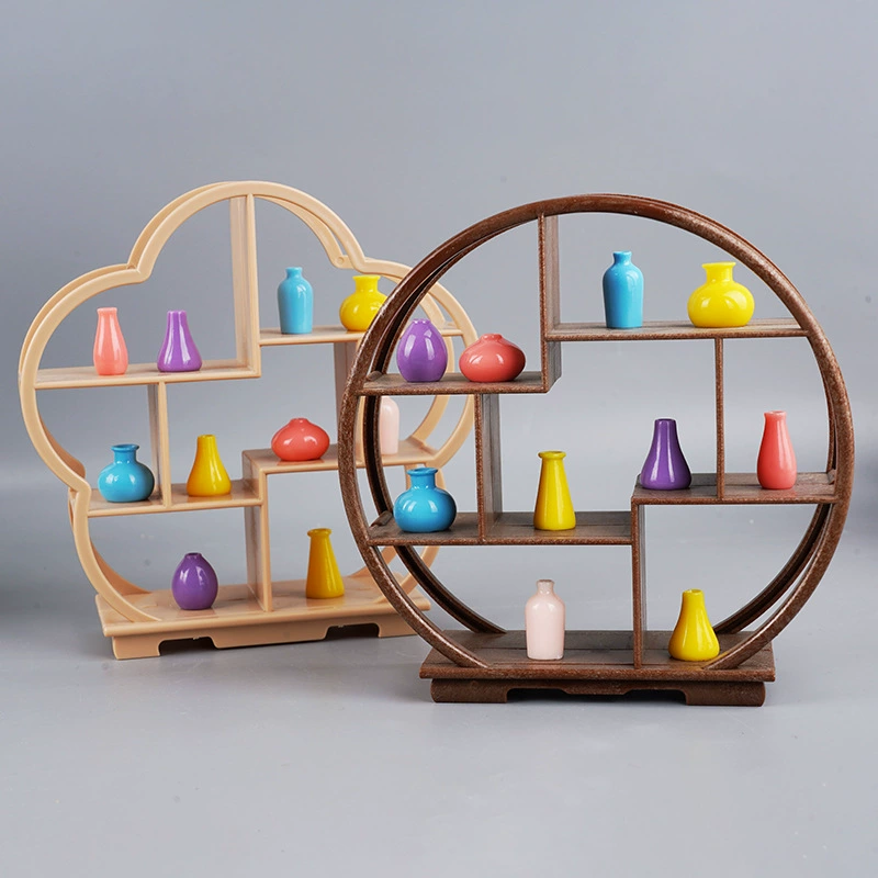 Красивый симулятор мини-богу кукольный дом ретро дисплей сливовые вазы