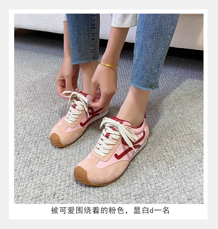 Giày sneaker nữ dáng Agandexun buộc dây tăng chiều cao bên trong 5 cm, mũi tròn, phong cách casual — Màu hồng, Màu nâu đậm, Màu xám, Màu đen chi tiết 11