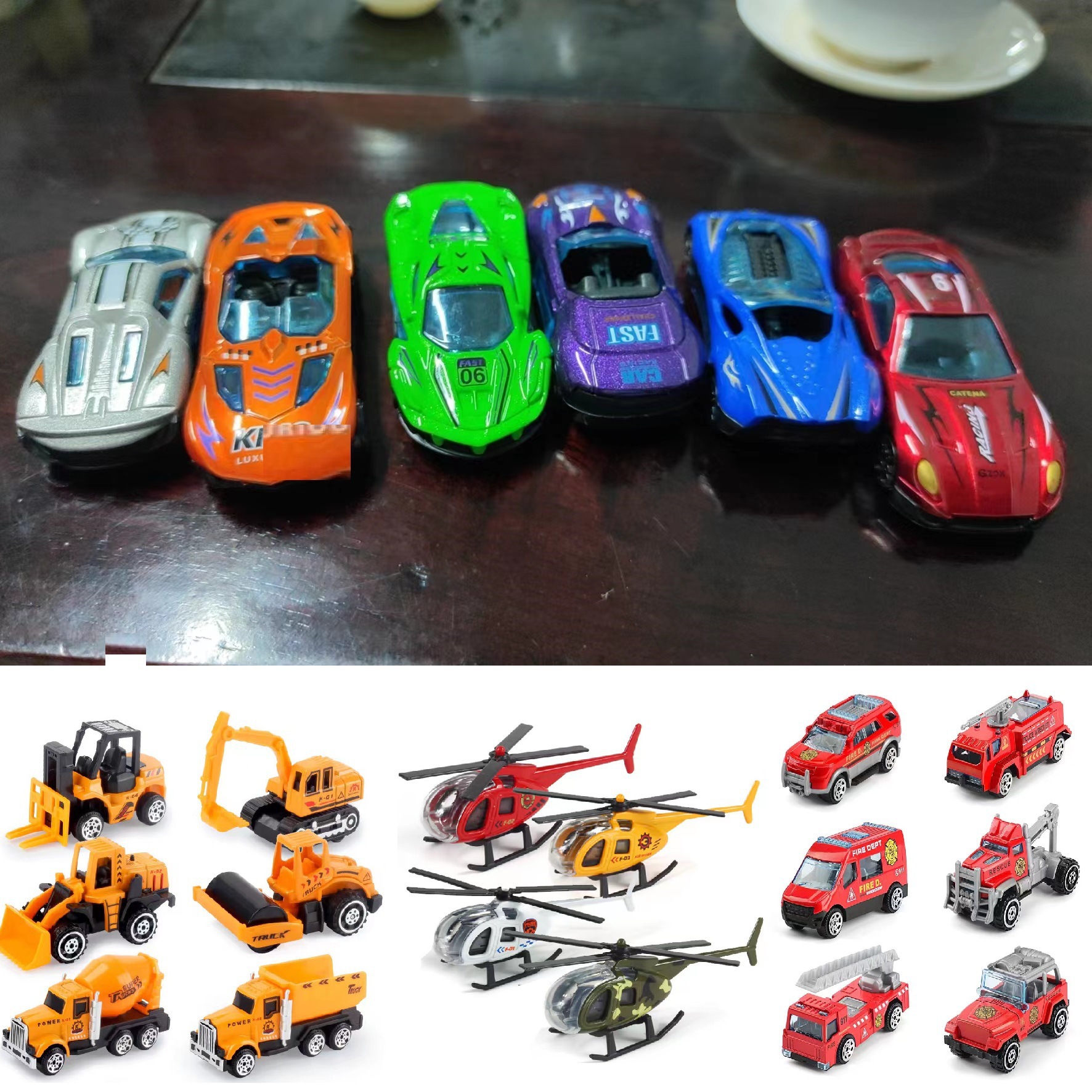 Aleación de coches de carreras de metal Boy mini simulación ingeniería vehículo camión de bomberos aviones niños coche de juguete