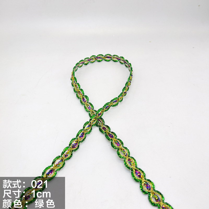 Colorido encaje de oro y plata perlas de triángulo de seda al por mayor de oro y plata cebolla diente borde DIY rendimiento accesorios de ropa estilo étnico cinta