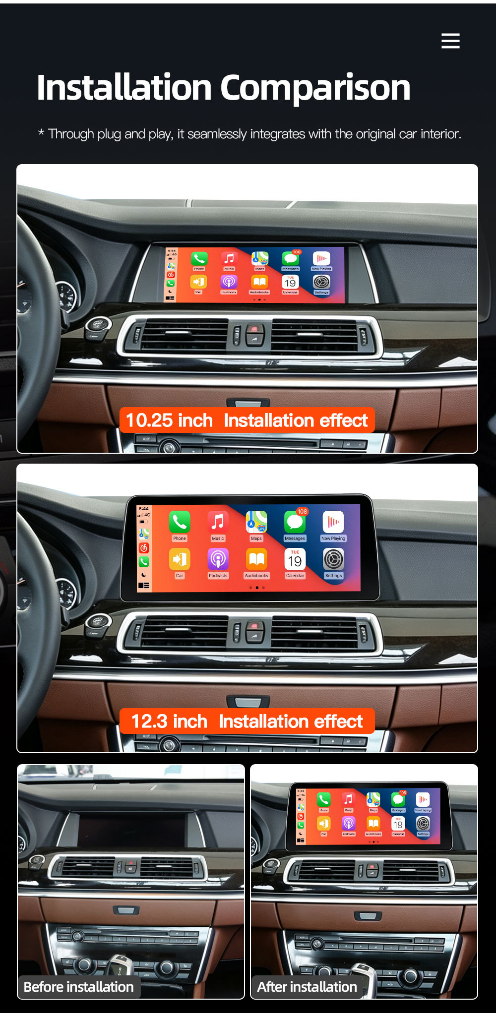 Suitable for Bmw 5 Series Gt F07 Car Central Control Large Screen Navigation Carplay Reversing Image All-In-One Machine