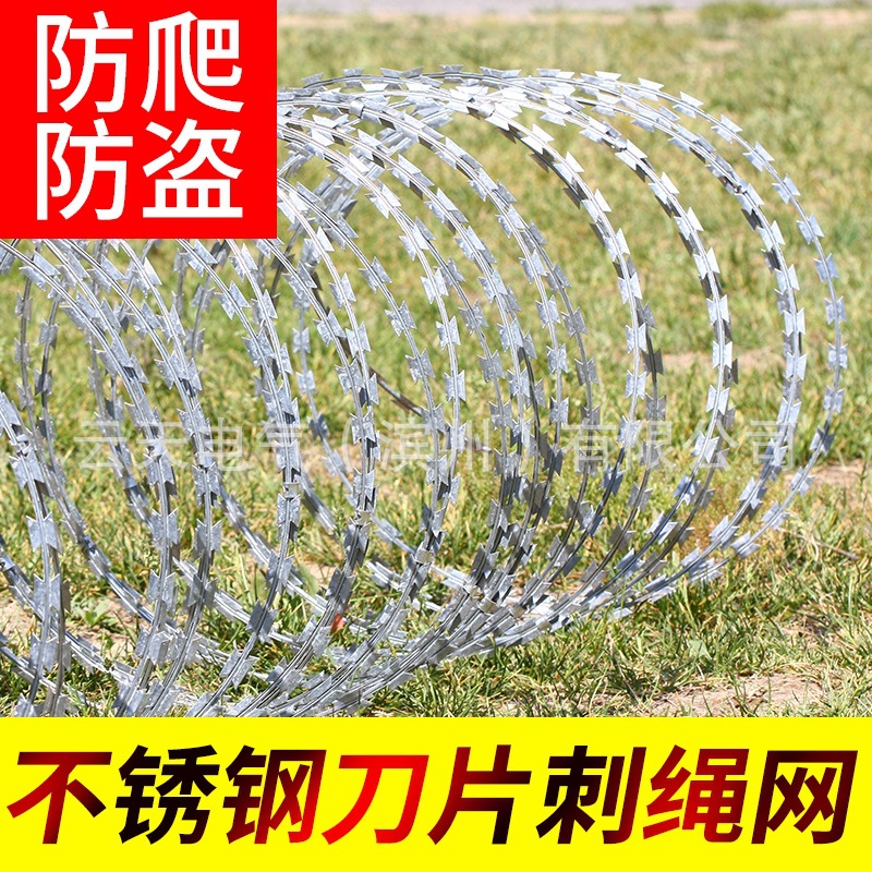 刀片刺绳  围墙攀爬绳  304不锈钢刀片刺网厂家现货销售