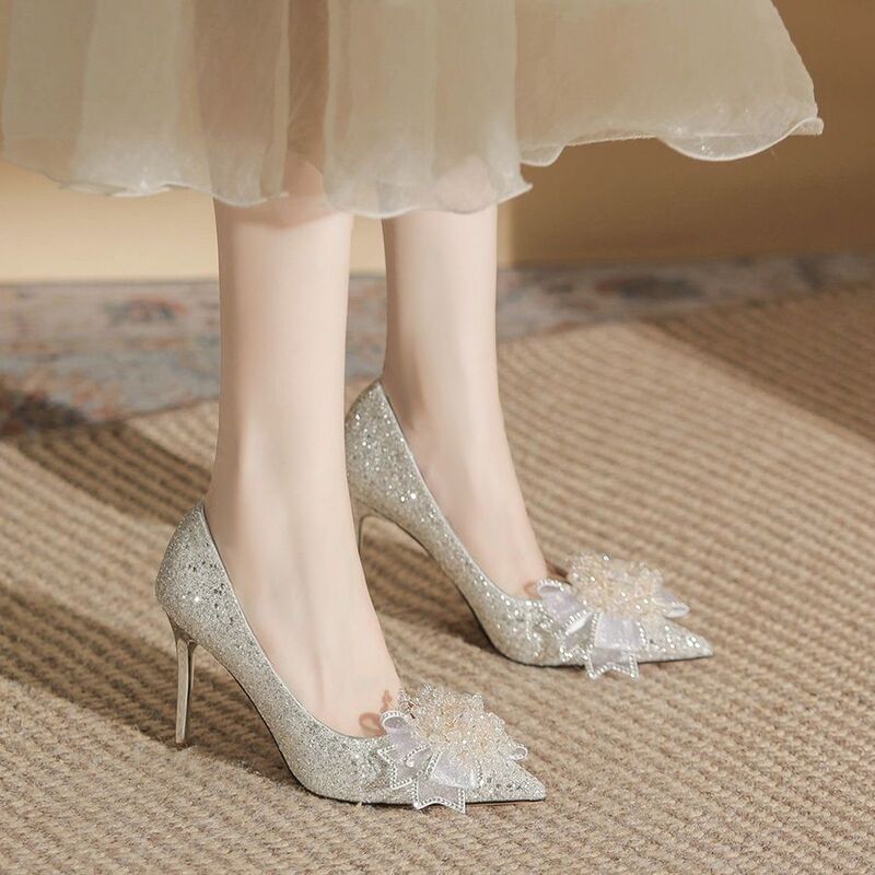 Beautiful Pointed Toe Shallow Mouth Stiletto High Heels for Women 2025 Spring and Summer New Fashion Versatile and Comfortable Bow Shoes Beautiful Pointed Toe Shallow Mouth Stiletto High Heels for Women 2025 Spring and Summer New Fashion Versatile and Comfortable Bow Shoes
