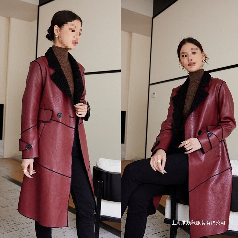 2025 New Autumn and Winter Haining Leather Jacket Mom Mid-Length Elegant Casual Fleece-Lined Large Size Women's Jacket
