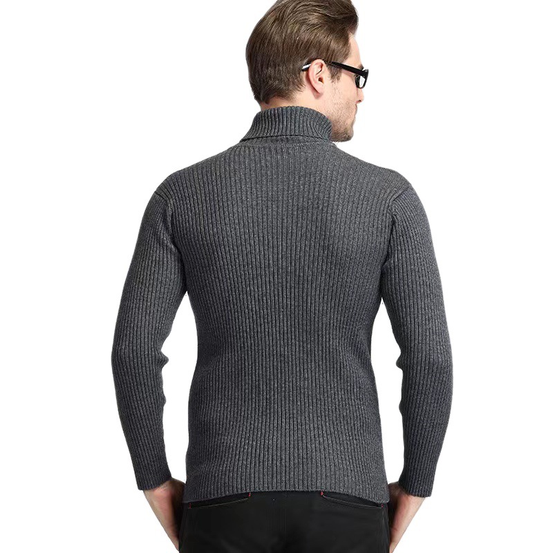Men's autumn and winter new knitted sweater, fashionable and warm, solid color pullover, slim fit sweater, base sweater_voghion.com