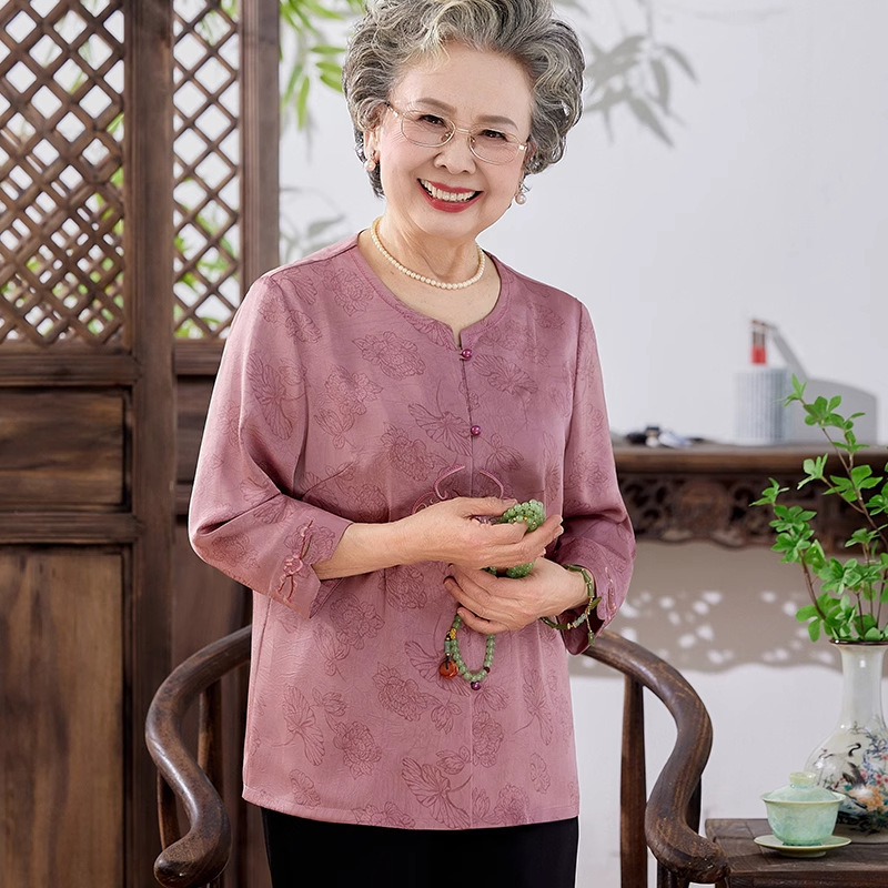 奶奶夏装衬衫2025新款中老年人女装妈妈夏季上衣60岁70老太太衣服|undefined