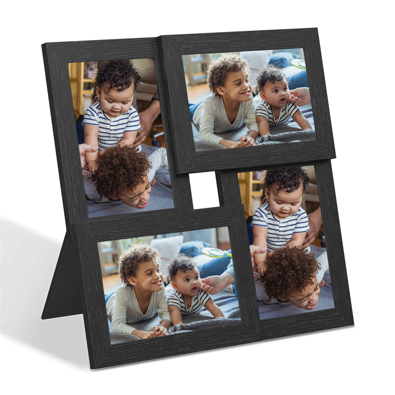 Cross Border Black Collage Combination Photo Frame 4x 6 Family Photo Wall Hanging or Desktop Placing Photo Frame Photo Wall Wedding Dress