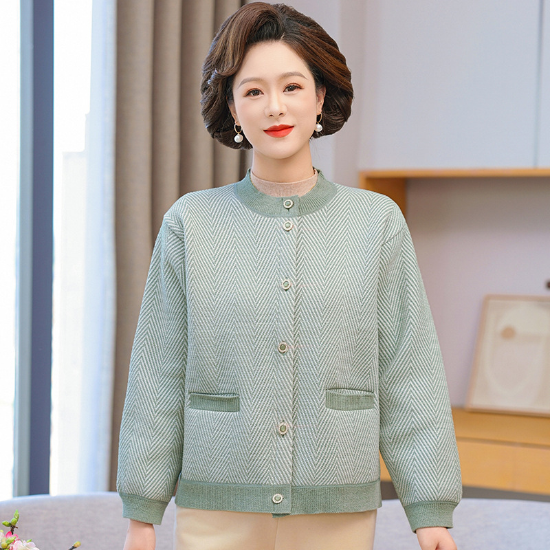 妈妈春秋加绒外套老年人秋冬装女毛衣老太太开衫保暖衣中老年衣服|undefined