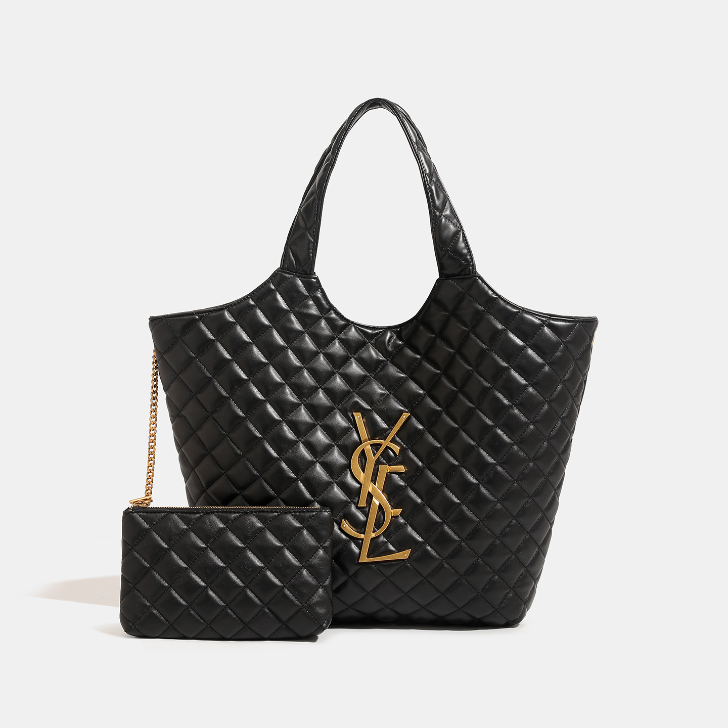 [Etiqueta abotonable] Nuevo estilo Yangshulin retro tote de gran capacidad rombo bolso de axila portátil bolso de compras de todo fósforo mujer