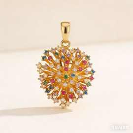 欧美跨境时尚小众简约烟花气质花吊坠气质百搭项链女批发饰品配饰