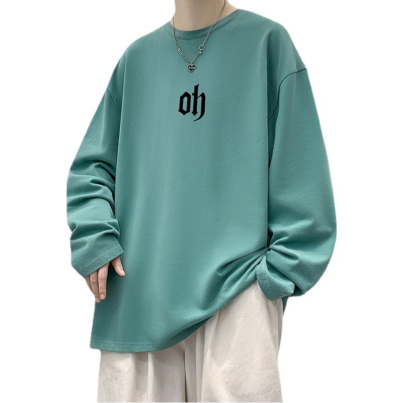 Otoño nuevo estilo de Hong Kong algodón estilo coreano casual ropa superior marca de moda suelta de manga larga Camiseta más el tamaño de los hombres ropa interior entrega