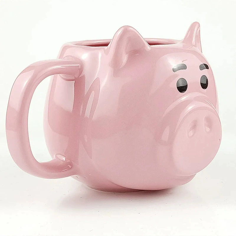 Керамическая Pink Pig кружка, креативная мультфильмовая чашка, 301–400 мл, милый 3D дизайн морды
