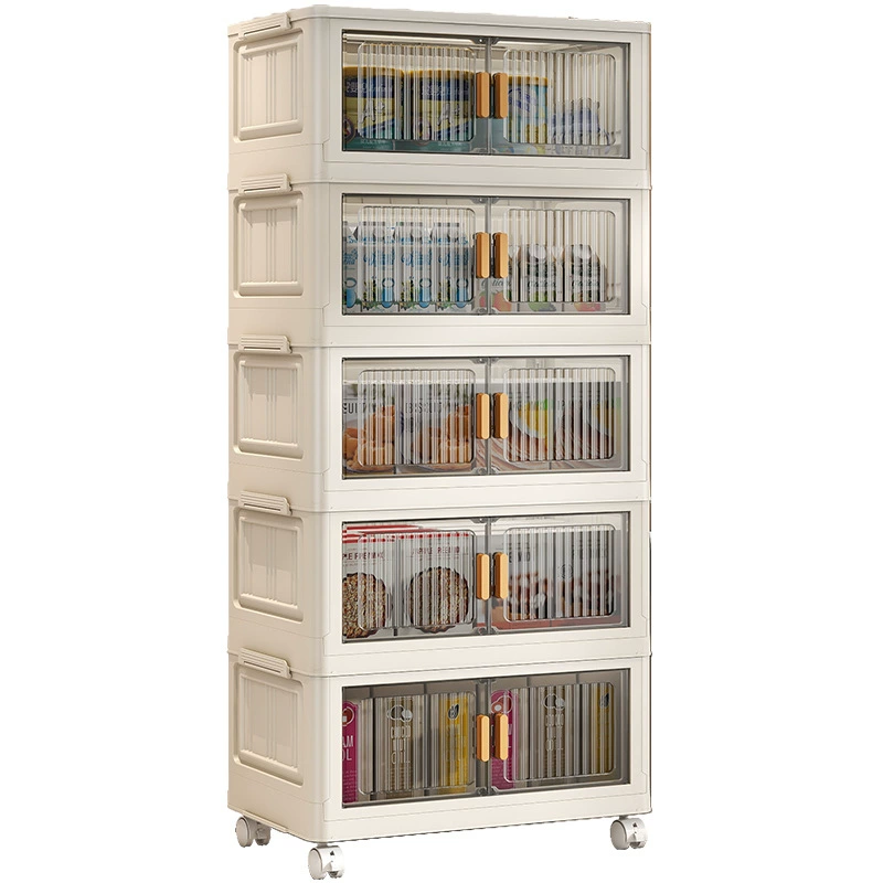 Folding Multi-Layer Storage Cabinet, Free-Standing Plastic Organizer, 1–6 Layers, No Installation