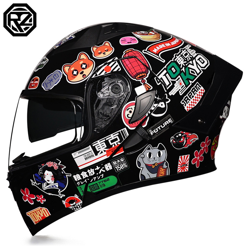 Orz nuevo casco de motocicleta casco para hombre casco para mujer locomotora casco completo Xia 3C certificado doble lente cuatro estaciones universal