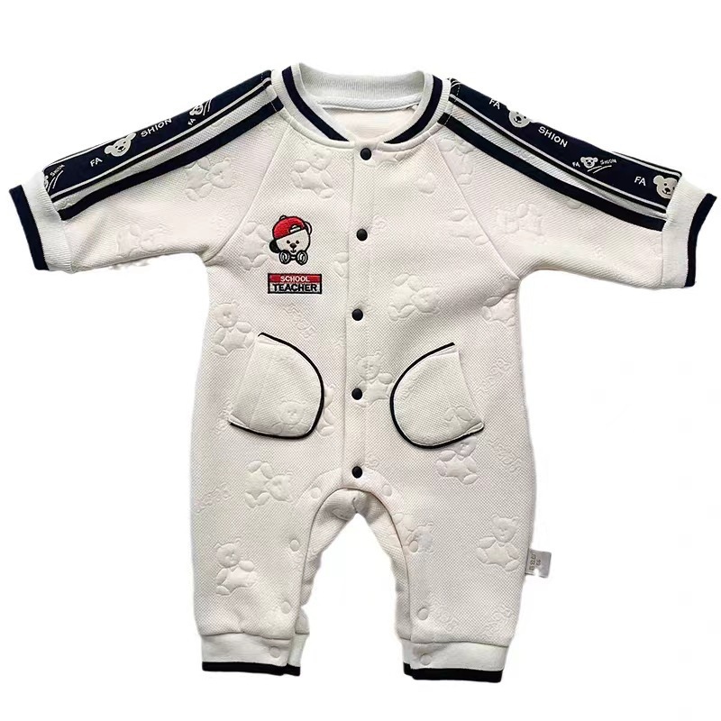 Bebé niños y niñas otoño cálido mono de dibujos animados bebé 0-1 años de edad doble capa mameluco estilo coreano mameluco