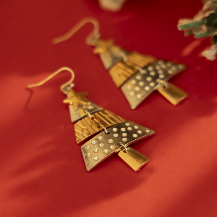 Weihnachtsbaum Anhänger Halskette Set Schmuck Geschenk Damen_voghion.com