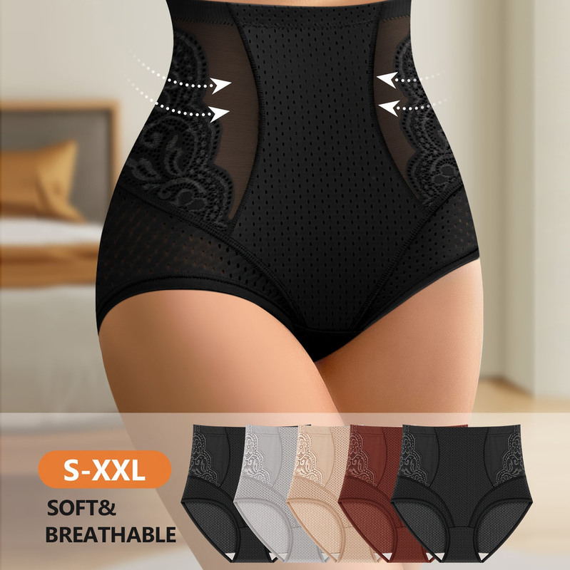 Cross-Border New Product Breathable High-Waisted Briefs Body-Shaping Waist Lace Dark Pattern Large Size Hip-Lifting Briefs Amazon Tk Cross-Border New Product Breathable High-Waisted Briefs Body-Shaping Waist Lace Dark Pattern Large Size Hip-Lifting Briefs Amazon Tk