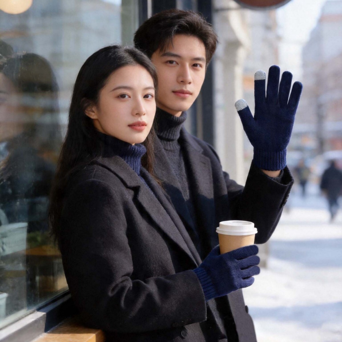 Guantes de pantalla táctil al por mayor de fábrica Otoño e Invierno pantalla táctil inteligente de punto para hombres y mujeres con forro polar engrosado guantes de protección image 4