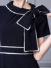 Bow design high waisted commuting slit wrap hip skirt for summer