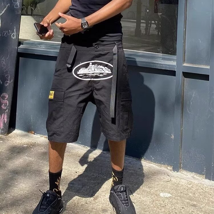 Cross-Border Corteiz Alcatraz American Multi-Pocket Hip-Hop Cargo Shorts Men's High Street Design Mid-Length Shorts