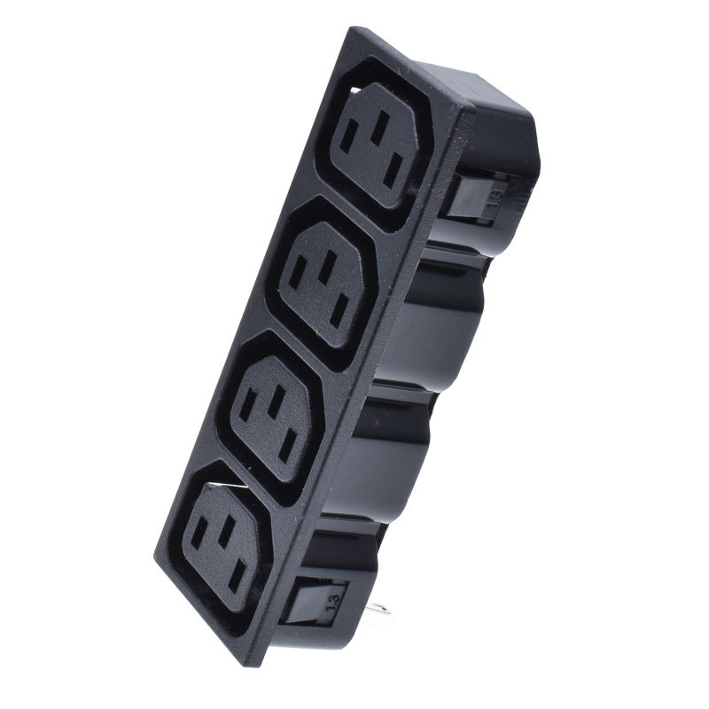 四位品字电源插座 12孔工业插座 国标插头插座 四连母座 JHD-104