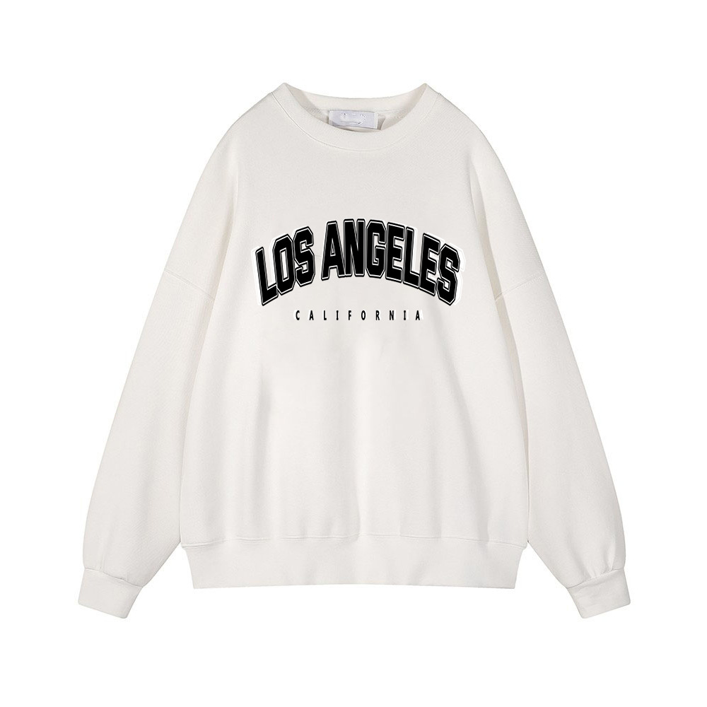 Autumn Winter Printed Loose Sweatshirt Retro Letter Graphic Pattern Fleece lined Long Sleeve Top