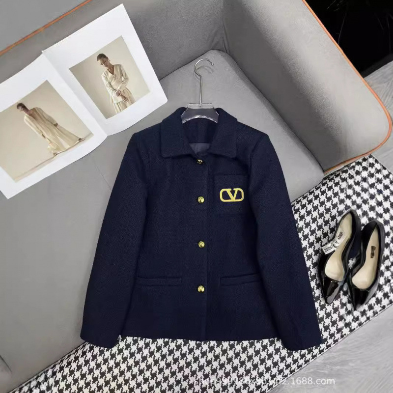 Trendy Brand 24 Autumn and Winter New Elegant Elegant Chest Pocket ➕ Logo V Letter Embroidered British Style Blazer