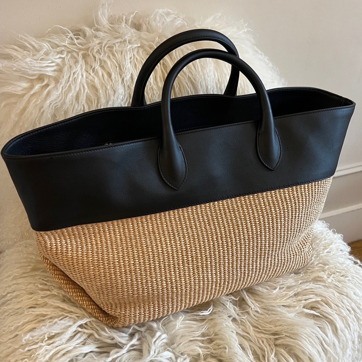 Niche Design French Minimalist Commuter Spliced Straw Tote Bag 2024 New Large Capacity Handbag For Women - Thumbnail 4