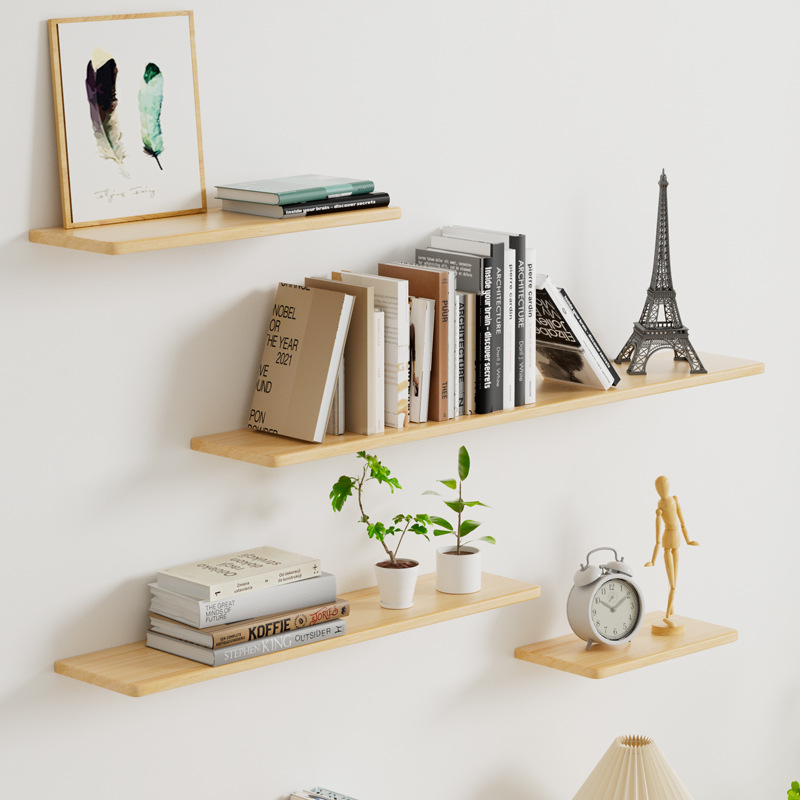 Living Room Wall Storage Rack Creative Living Room Decorative Shelf Load-bearing Solid Wood Laminate Bedside Board Bookshelf